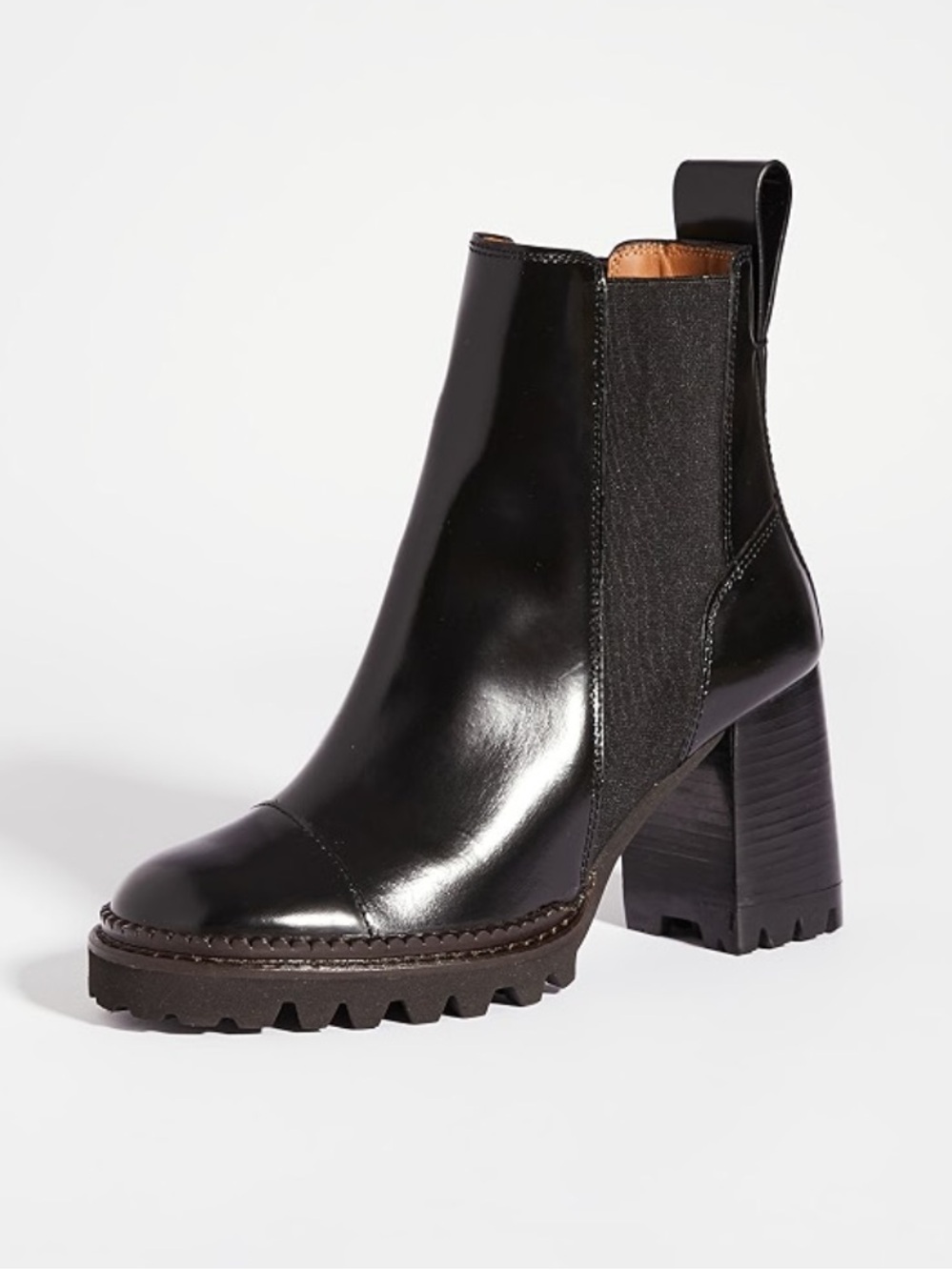 Chloe Lug-Sole Chelsea Leather Boots